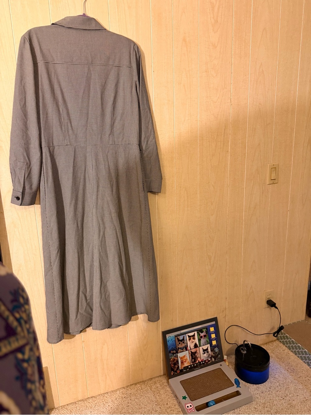Talbots Olive-Gray Long Sleeve Button-Front Shirt Dress - Picture 10 of 10